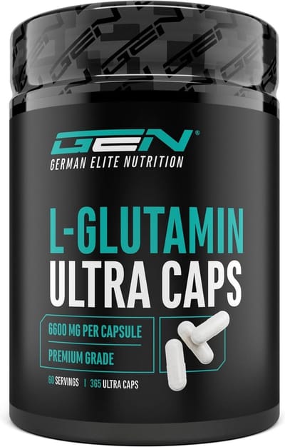 L-Glutamine - 365 Capsules - Extra hoge dosering met 1100 mg per capsule - 6600 mg per dagelijkse portie - Pure & ultra-fijne L-Glutamine - Geen ongewenste toevoegingen