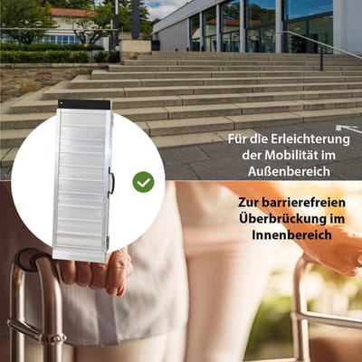 TRUTZHOLM - Rolstoelhelling Opvouwbaar - 91 cm - 272 kg - Aluminium Grijs/Zwart - Mobiele Drempelhulp Rollator Oprijplaat