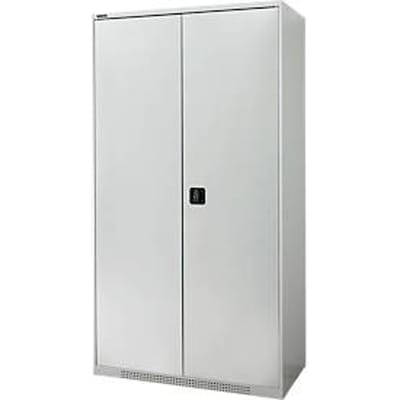 Schäfer Shop Genius draaideurkast FS, staal, met ventilatieopeningen, B 1055 x D 420 x H 1950 mm, 5 OH, lichtgrijs/lichtgrijs, tot 450 kg