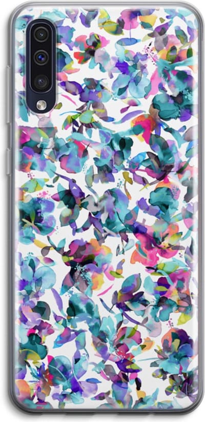 Hoesje geschikt voor Samsung Galaxy A50 hoesje - Hibiscus Flowers - Soft Cover Telefoonhoesje - Bescherming aan alle Kanten en Schermrand