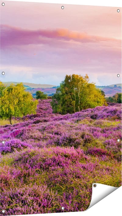 Gards Tuinposter Paarse Weide - 80x120 cm - Tuindoek - Tuindecoratie - Wanddecoratie buiten - Tuinschilderij