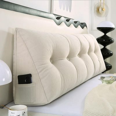 Driehoekig hoofdkussen - Wigkussen rugsteun - Comfortabel lezen - Ergonomisch ontwerp - 120x50x20 cm - Wit