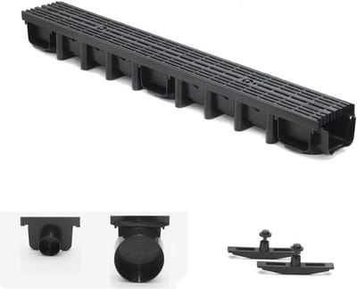 Afvoergoot Set - Regenwater Afvoer - Tuin Draineren - Compleet Installatiegemak - 1 Meter - Zwart
