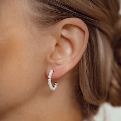 Hey Happiness Parel Oorringen Dames - 925 Sterling Zilver - Zoetwaterparel Hoop Oorbellen - Hypoallergeen - Zilver