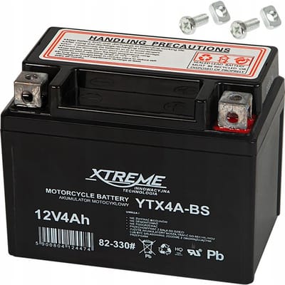 Onderhoudsvrije Xtreme - Loodaccu - gelaccu voor motorfietsen, 12 V, 4 Ah, rechts, 82-330#