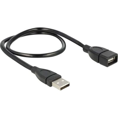 Delock 83499 USB-kabel USB 2.0 USB-A stekker, USB-A bus 0.50 m Zwart Flexibele zwanenhalskabel