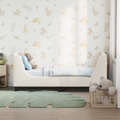 vidaXL - Peuterbedframe - met - hoofdboard - Crèmekleurig - 70 - x - 140 - cm - Bouclé