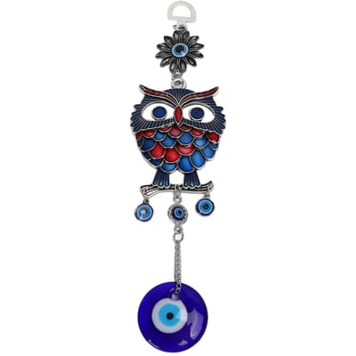 9,3 inch Blauwe Boze Oog Uil Hanger Decoratie Bescherming Zegening Lichtgewicht Uil Bedeltje Amulet voor black