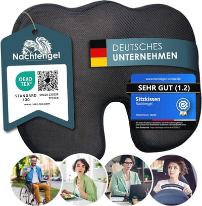 Orthopedisch zitkussen met traagschuim voor ergonomisch comfort en pijnvermindering - Ideaal voor bureaustoel en autostoel (1 stuk)
