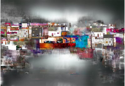 Fotobehangkoning - Behang - Vliesbehang - Fotobehang - Artistiek Landschap - Schilderij - Kunst - 100 x 70 cm