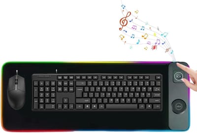 Verlichte Oplaadmat - Bureau Accessoire - Multitasken Werkplek - Dubbele Laadzones - 80 x 30 cm - Zwart