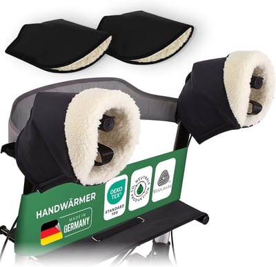 Novaliv Handgreepbeschermer voor Rollator - Set van 2 (2 paar/4 stuks) Voering van 100% zuivere scheerwol, warm en temperatuurregulerend, weerbestendig (winddicht en waterdicht), klittenbandsluiting, 32×22 cm, handgemaakt