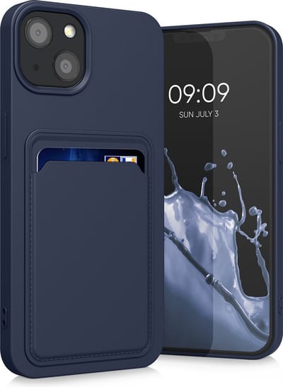 kwmobile telefoonhoesje geschikt voor Apple iPhone 13 - Hoesje met pasjeshouder - TPU case in donkerblauw