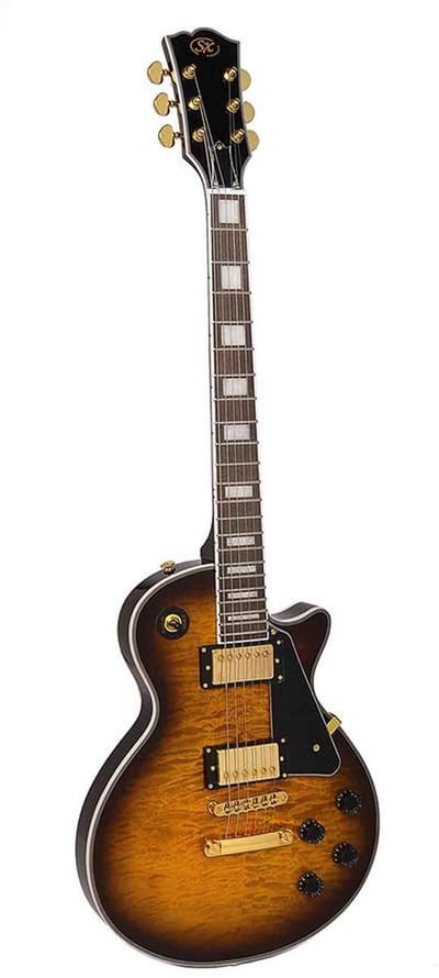 Elektrische gitaar - SX EH3D-DS - LP Custom-stijl - Set Neck - 2x Humbucker - Quilted Maple Top - Tobacco Sunburst