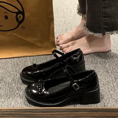 Dikke zool Mary Jane enkelschoenen met Franse gesp en dikke hak voor dames Zomer Nieuw Veelzijdig Strikje Hoge Hakken 40 brown