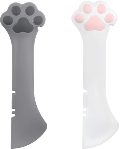 Dailygoods- Lepel - 2 Stuks - Siliconen Lepel voor Huisdieren - Voedsel Lepel - Antislip - 13 cm Lang - Kat/Poes Poot Vorm - Hondenlepel