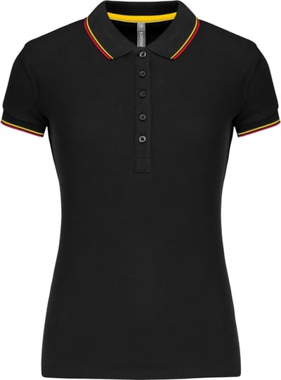 Kariban Damespolo korte mouwen K251 - Black / Red / Yellow - S