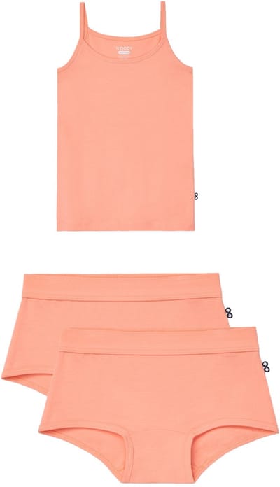 Woody ondergoed set meisjes - oranje - 1 hemd en 2 boxers - maat 128