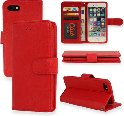 HB Hoesje Geschikt voor Apple iPhone SE 2022 & SE 2020 Rood - Luxe Portemonnee Book Case
