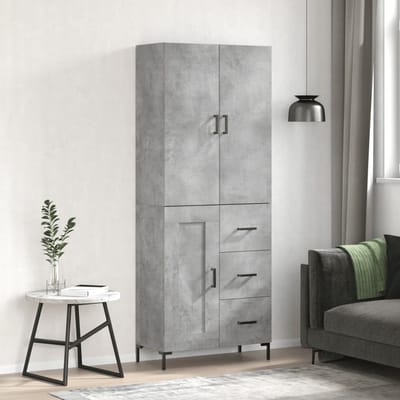 vidaXL - Hoge - kast - 69,5x34x180 - cm - bewerkt - hout - betongrijs