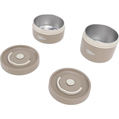 Geïsoleerde Lunchcontainer 304 Roestvrij Staal Luchtdicht Multifunctioneel Draagbaar Rond Thermisch Bento Box met Thermische Tas 2 packs + thermal insulation bag dark brown gray