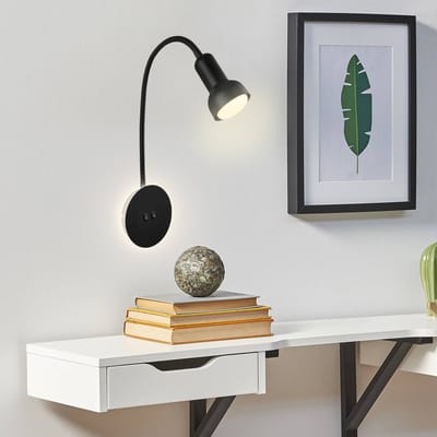 BRILONER - Wandlamp - 2178015 - Zwenkbaar - Warm wit 2700K - Tegenlichteffect - Tuimelschakelaar - Gloeilamp niet inbegrepen - 39 x 12 x 19 cm - Zwart