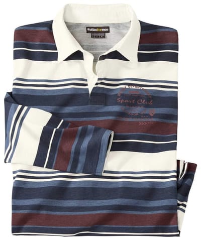 ATLAS FOR MEN - Gestreepte rugbypolo Sport Club - Heren - Verkrijgbaar in grote maten - 4XL