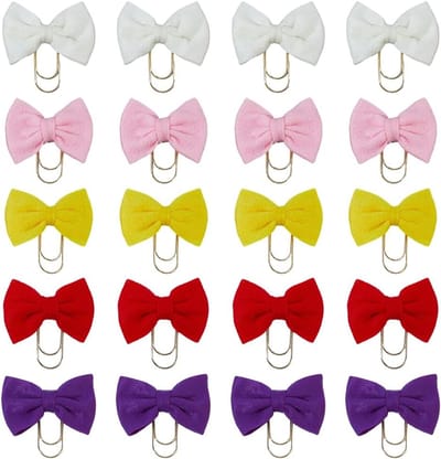 20 stuks 5 kleuren linten paperclips met gouden clip koolstofstaal bladwijzer voor boeken, elegante boekenleggers voor school, kantoor en thuis