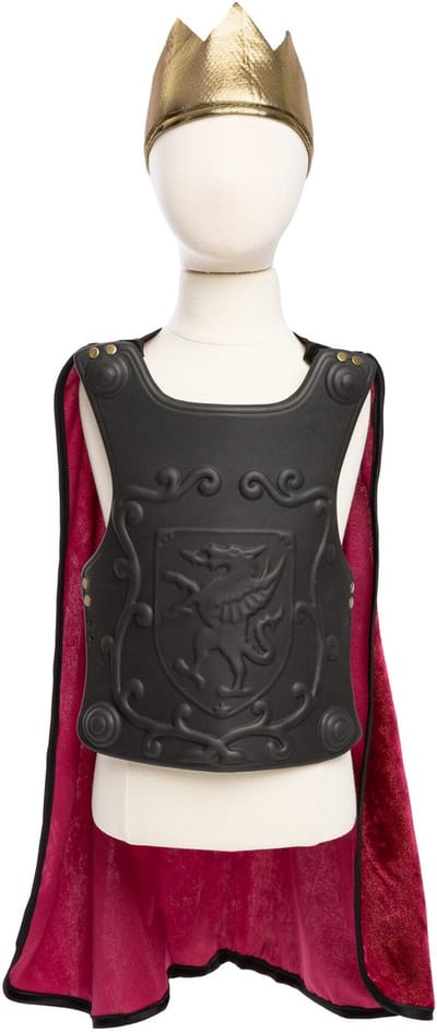 Great Pretenders Verkleedkledij Ridder cape met borstplaat en kroon - Multi - 5/6 jaar - Maat 5-6 jaar