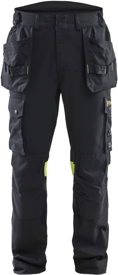 BLAKLADER CRAFTSMAN INHERENT 14181512 Hi Vis Reflecterend Werkbroek HEREN Veiligheidsbroek Zwart Geel - Brandvertragend - Antistatisch - Ripstop