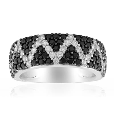 Cavill - Zilveren ring met zwarte spinel en zirkonia - 925 Sterling Zilver - 1,9 ct totale edelstenen - Modern zigzag design - Dames sieraden