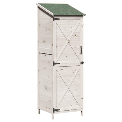 vidaXL - Tuin - Shed - Wit - 59,5 - x - 56 - x - 176,5 - cm - Massief - Vurenhout