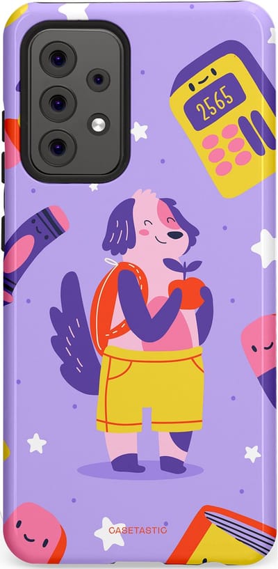 Casetastic hoesje geschikt voor Samsung Galaxy A52 (2021) 5G / Samsung Galaxy A52 (2021) 4G - Dubbellaagse bescherming - Tussen boeken en sterren - Fashion Case - Lavendel Geel
