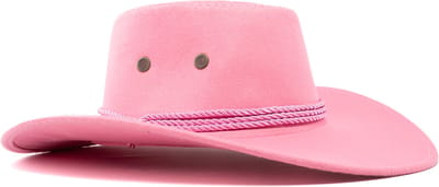 KIMU® Cowboyhoed Roze Suedelook - Lichtgewicht Roze PU Suede Cowboy Western Hoed Touw Dames Heren - Cowgirl Ranger Yellowstone Festival