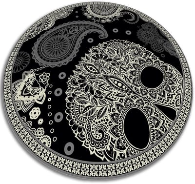 Tulup Vinyl Tapijt - schedel PVC Tapijt - 50 cm - Zwart Tapijt Vinyl - Ronde Vinyl Vloerkleed - Woonkamertapijt - Kantoortapijt