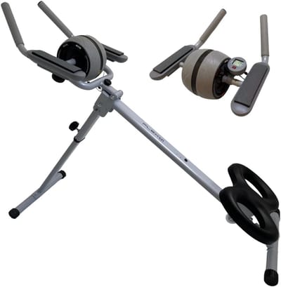 Buiktrainer Wieltje - Core Trainer - Buikspier Training - Dubbele Hoogte Verstelbaar - Compact Opvouwbaar - Zwart