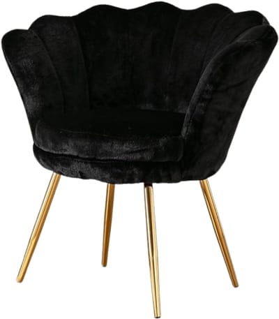 Verte Makeup Chair - Make-Uptafelstoel - Stoel met Fluwelen Zitting - Loungestoel met Gouden Poten - Stoel met Armleuningen voor de Woonkamer - Zwart