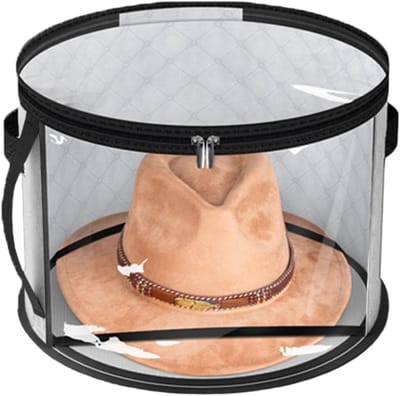 Hoedopbergzak - Grote Capaciteit Strandhoedopbergzak - Transparante Hoedendoos met Rits - Opvouwbare Hoedendozen voor Vrouwen - Cowboyhoedopbergdoos - Hoedopbergzak voor Sjaals en Handschoenen