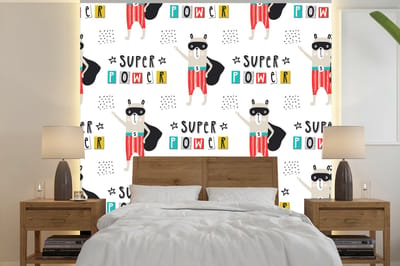 Behang - Fotobehang Jongens - Patroon - Superheld - Breedte 240 cm x hoogte 240 cm