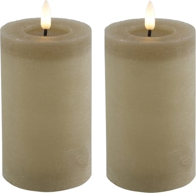 Countryfield Lyon LED kaarsen/stompkaarsen - 2x - beige - D7,5 x H12,5 cm - timer