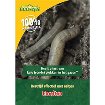 ECOstyle 5 mln Aaltjes F tegen Emelten - Bestrijdingsmiddel - Natuurlijk & Biologisch - Tegen Ronde Plekken in Gazon - Voor Bodemtemperatuur hoger dan 10°C - Werken 24 uur per Dag - 10 m2