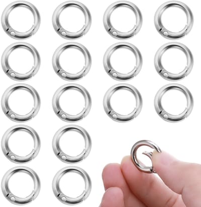 Dailygoods- Sleutelringen 16 Stuks - Ronde Karabijnhaak - Mini Karabijnhaak - Roestvrij Staal - Lichtgewicht - Corrosiebestendig