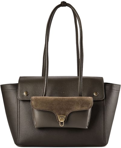 Coccinelle Double Beat Schoudertas Leder 33 cm - Dames - fango-fang-fang