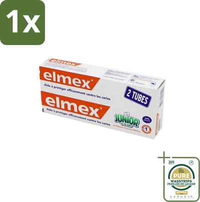 1 x Elmex Junior Tandpasta - Bescherming & Versterking voor Blijvende Tanden - Set van 2 x 75ml- Tandpasta Voor Kinderen - Kinder Tandpasta - Bescherming Tegen Tandbederf - Fluoride In Tandpasta - Aminfluoride