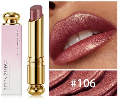 Parelmoer Lippenstift Rosé Brons – Metallic Shimmer Lipstick met Bronzen Glans – Langhoudende Lippenstift