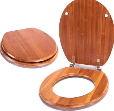 Stevige Toiletzitting met Bamboe Deksel en RVS Scharnieren - Universeel Model