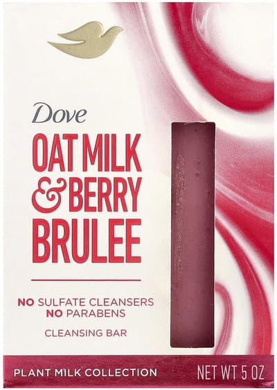 Dove Plant Milk Cleansing Bar Soap, Oat Milk & Berry Brulee, 140 gram