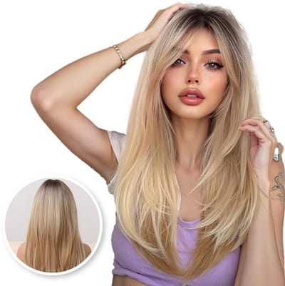 SassyGoods Blonde Pruik Blond - Pruiken Dames Lang Haar - Wig - Haarwerk - Wasbaar - Blond - 60 cm