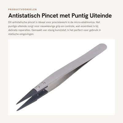 Dailygoods - Antistatisch Pincet met Puntig Uiteinde voor Micro-elektronica
