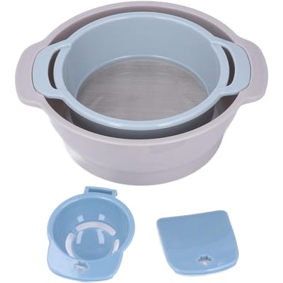 Ensemble de 4 tamis à pollen Empilable Gain de place Léger Plateau de manucure avec maille pour la cuisine pâtisserie L gray